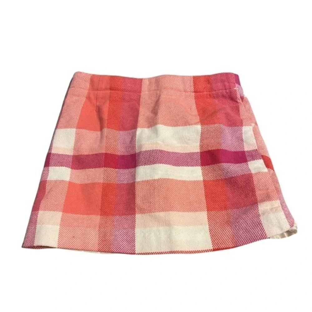 Gymboree girl’s 4 pink/white plaid 100% cotton lined side zipper A‎ line skirt